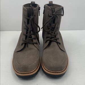 Crown Vintage Beige Leather Ankle Boots Size 10